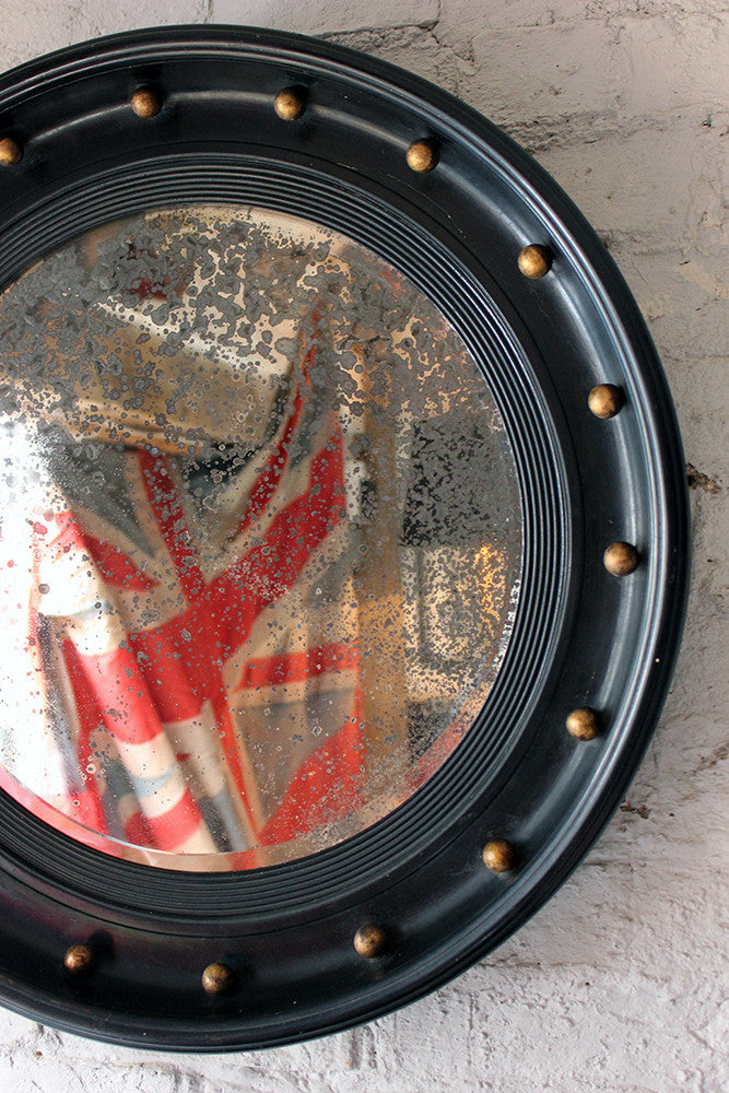 A Good Regency Period Ebonised & Gilt Circular Wall Mirror c.1820