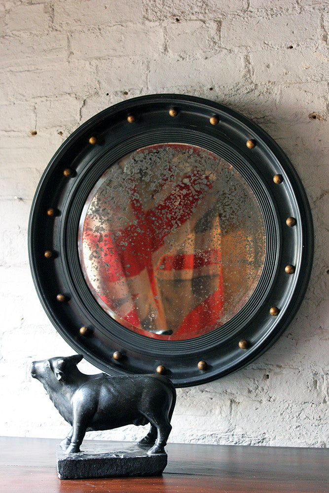 A Good Regency Period Ebonised & Gilt Circular Wall Mirror c.1820