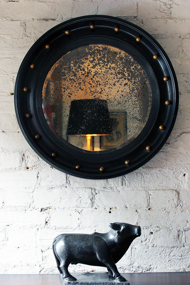 A Good Regency Period Ebonised & Gilt Circular Wall Mirror c.1820