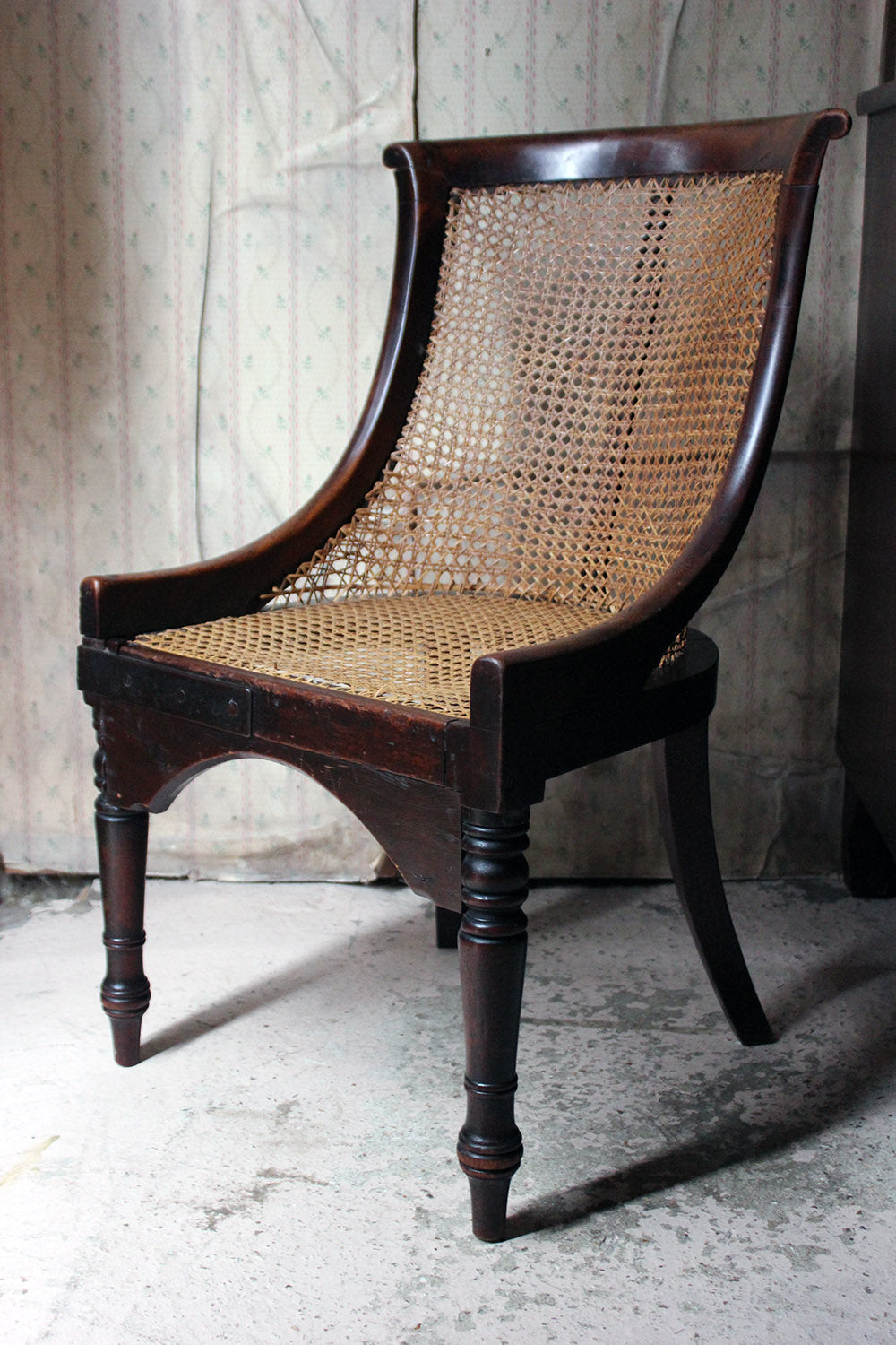 A Blacksmith Repaired Regency Mahogany Library Bergere Chair c.1815