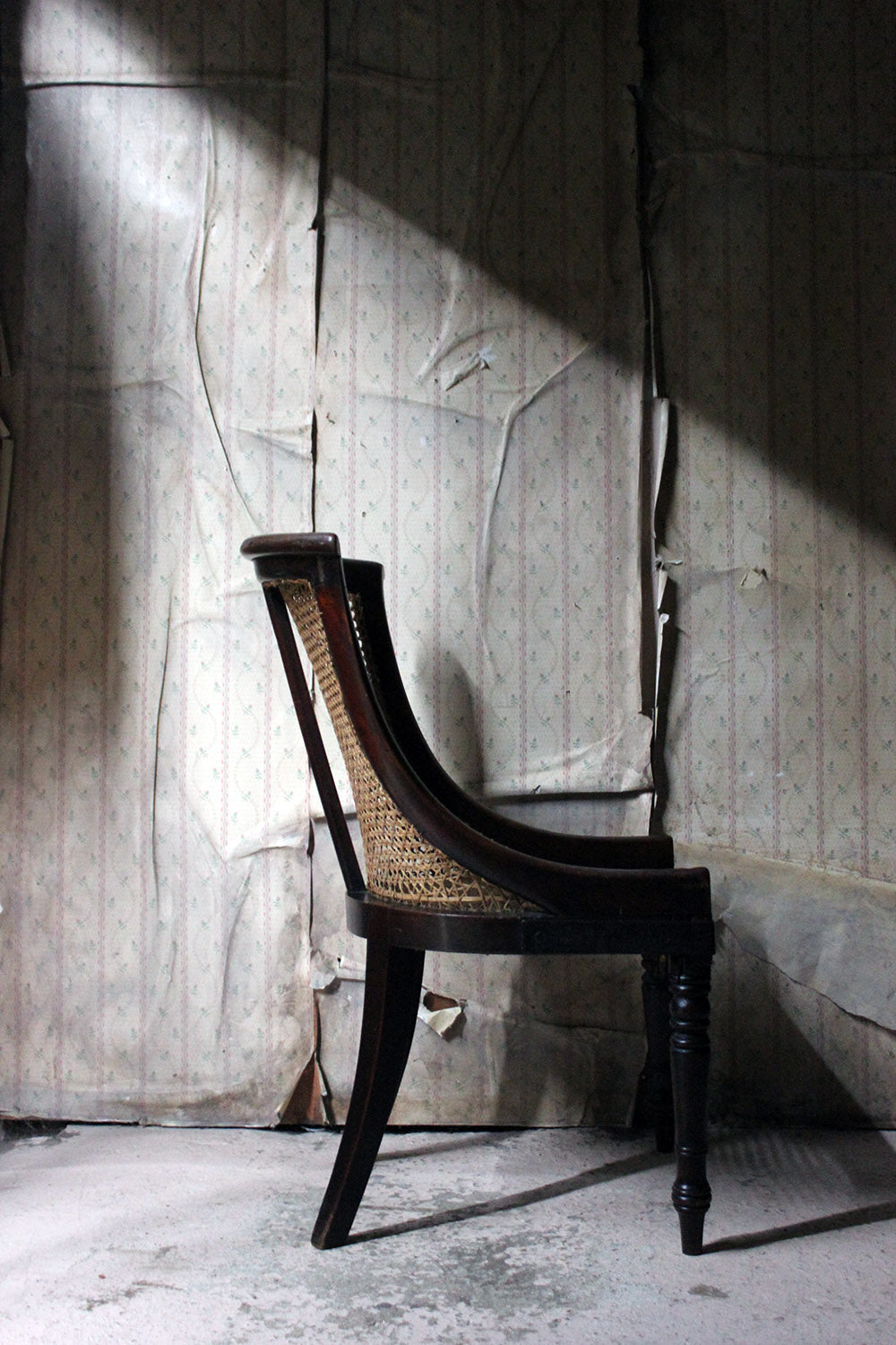 A Blacksmith Repaired Regency Mahogany Library Bergere Chair c.1815