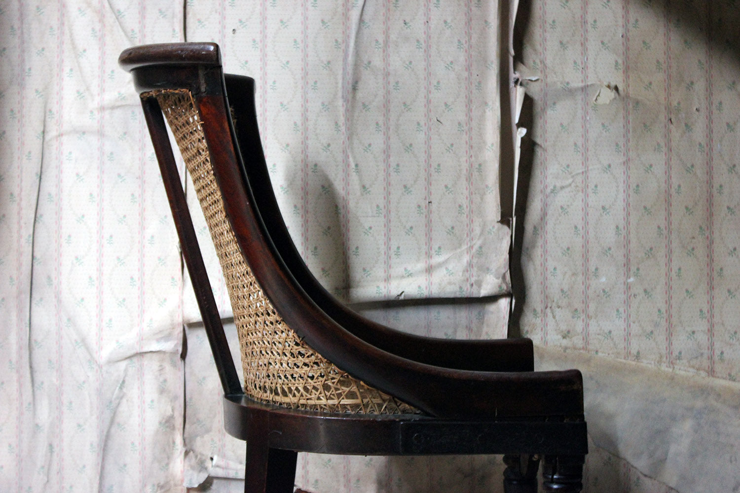 A Blacksmith Repaired Regency Mahogany Library Bergere Chair c.1815