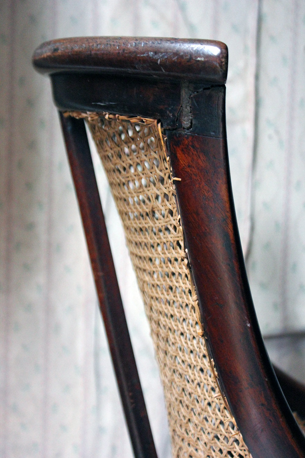 A Blacksmith Repaired Regency Mahogany Library Bergere Chair c.1815