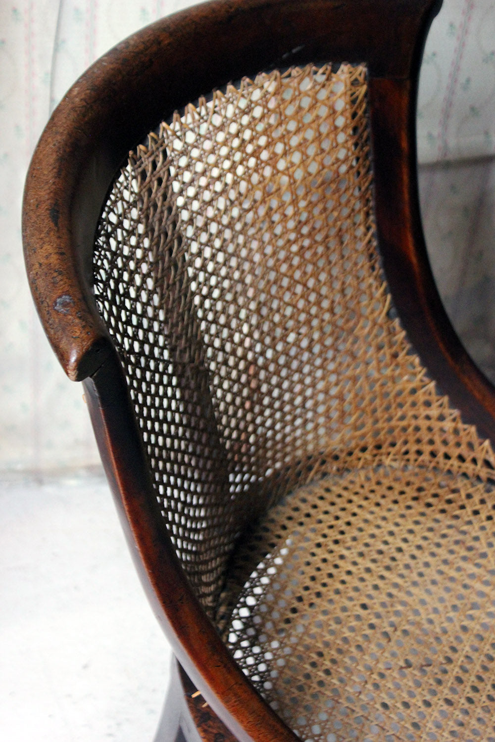 A Blacksmith Repaired Regency Mahogany Library Bergere Chair c.1815