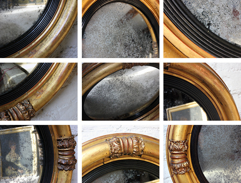 A Good Regency Period Giltwood & Gesso Convex Wall Mirror c.1825
