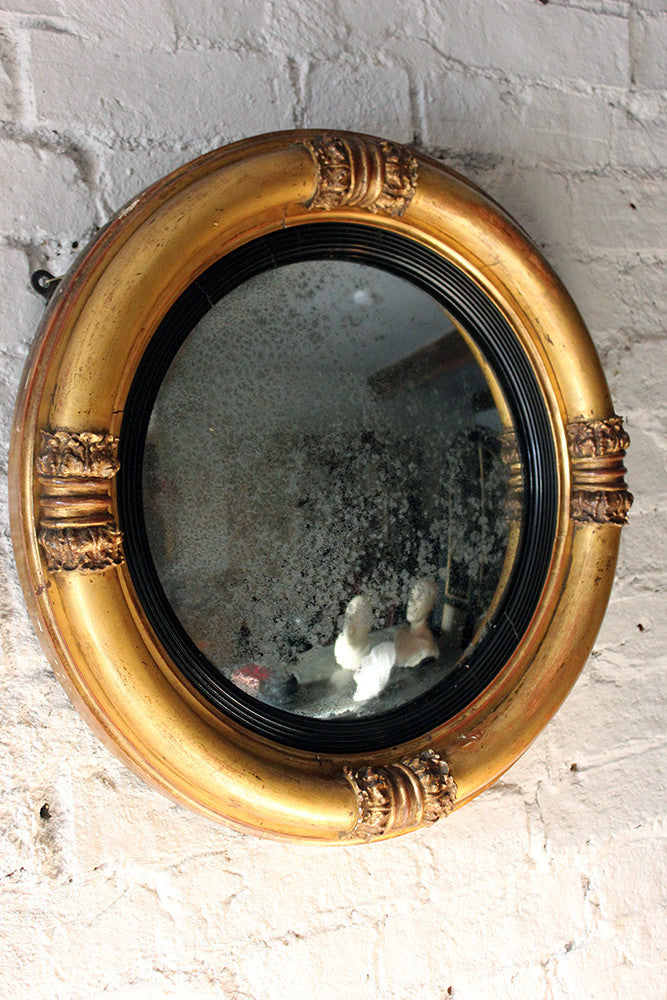 A Good Regency Period Giltwood & Gesso Convex Wall Mirror c.1825