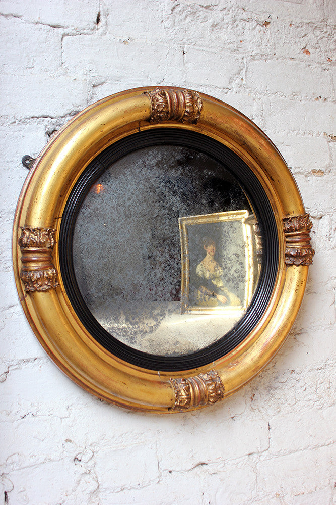 A Good Regency Period Giltwood & Gesso Convex Wall Mirror c.1825