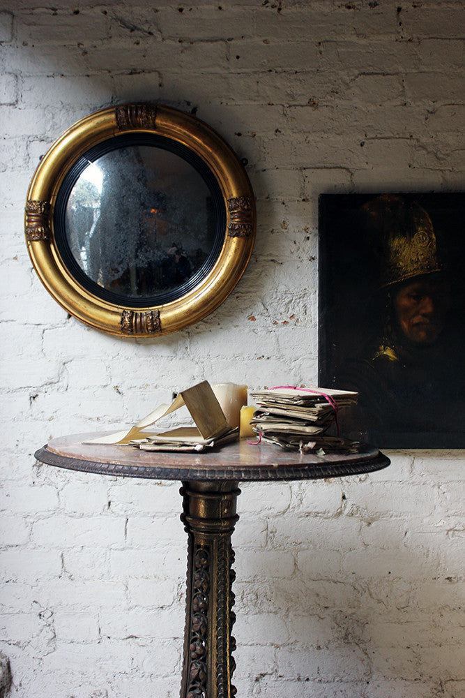 A Good Regency Period Giltwood & Gesso Convex Wall Mirror c.1825