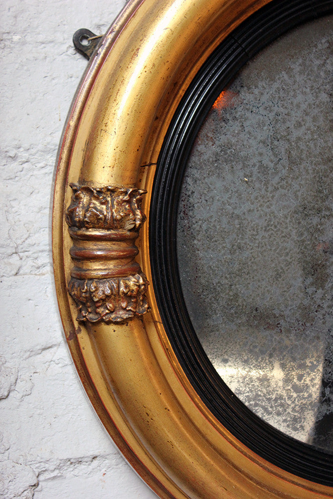 A Good Regency Period Giltwood & Gesso Convex Wall Mirror c.1825
