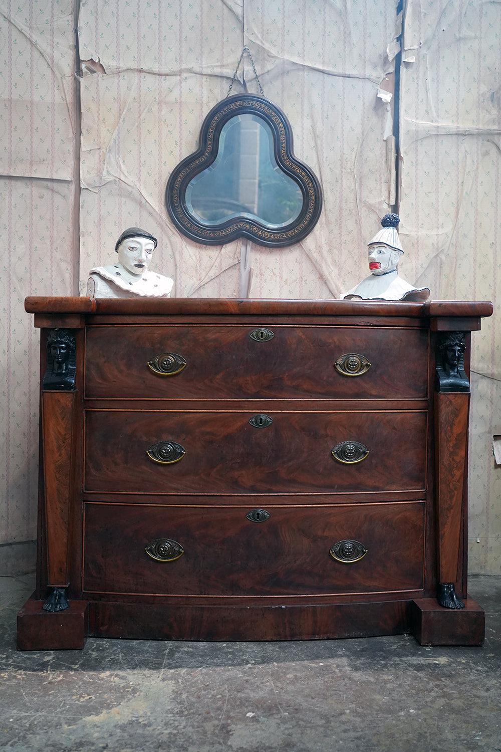 A Fine Regency Period Mahogany & Ebonised Egyptian Revival Chest of Drawers c.1810