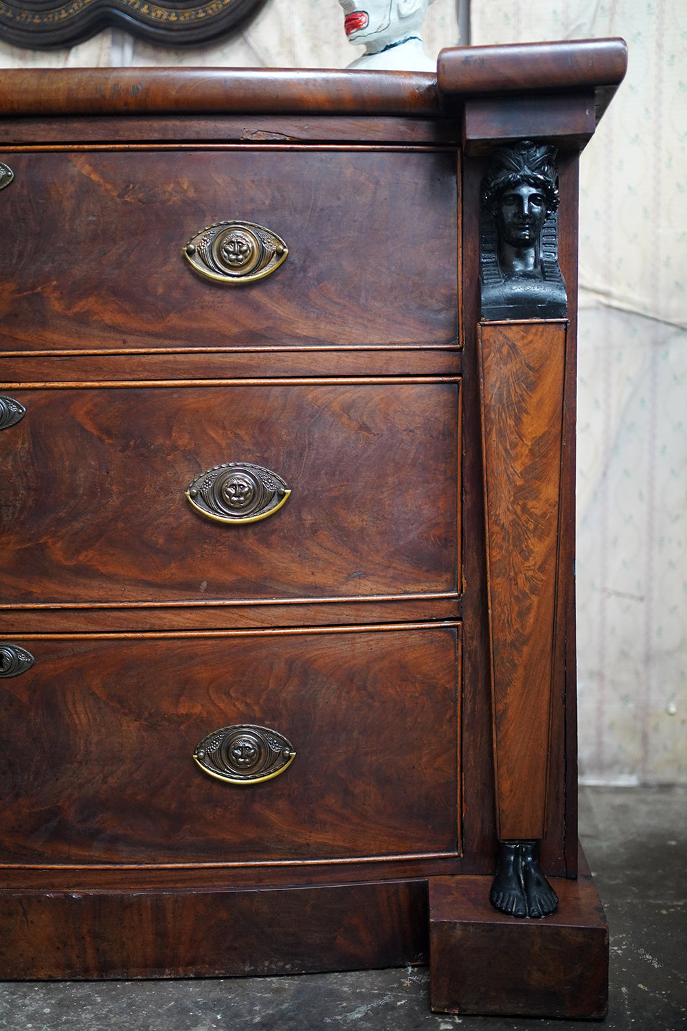 A Fine Regency Period Mahogany & Ebonised Egyptian Revival Chest of Drawers c.1810