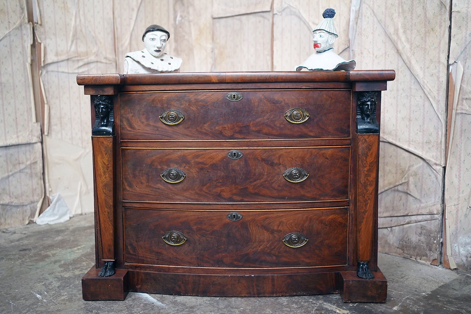 A Fine Regency Period Mahogany & Ebonised Egyptian Revival Chest of Drawers c.1810