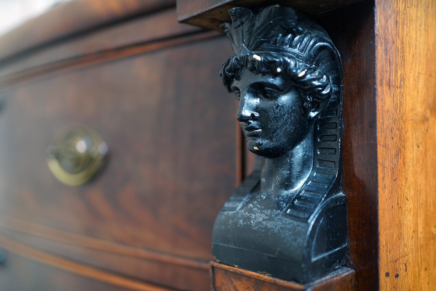 A Fine Regency Period Mahogany & Ebonised Egyptian Revival Chest of Drawers c.1810