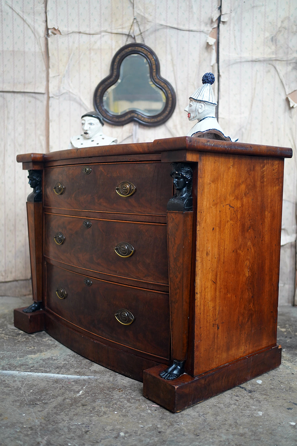 A Fine Regency Period Mahogany & Ebonised Egyptian Revival Chest of Drawers c.1810