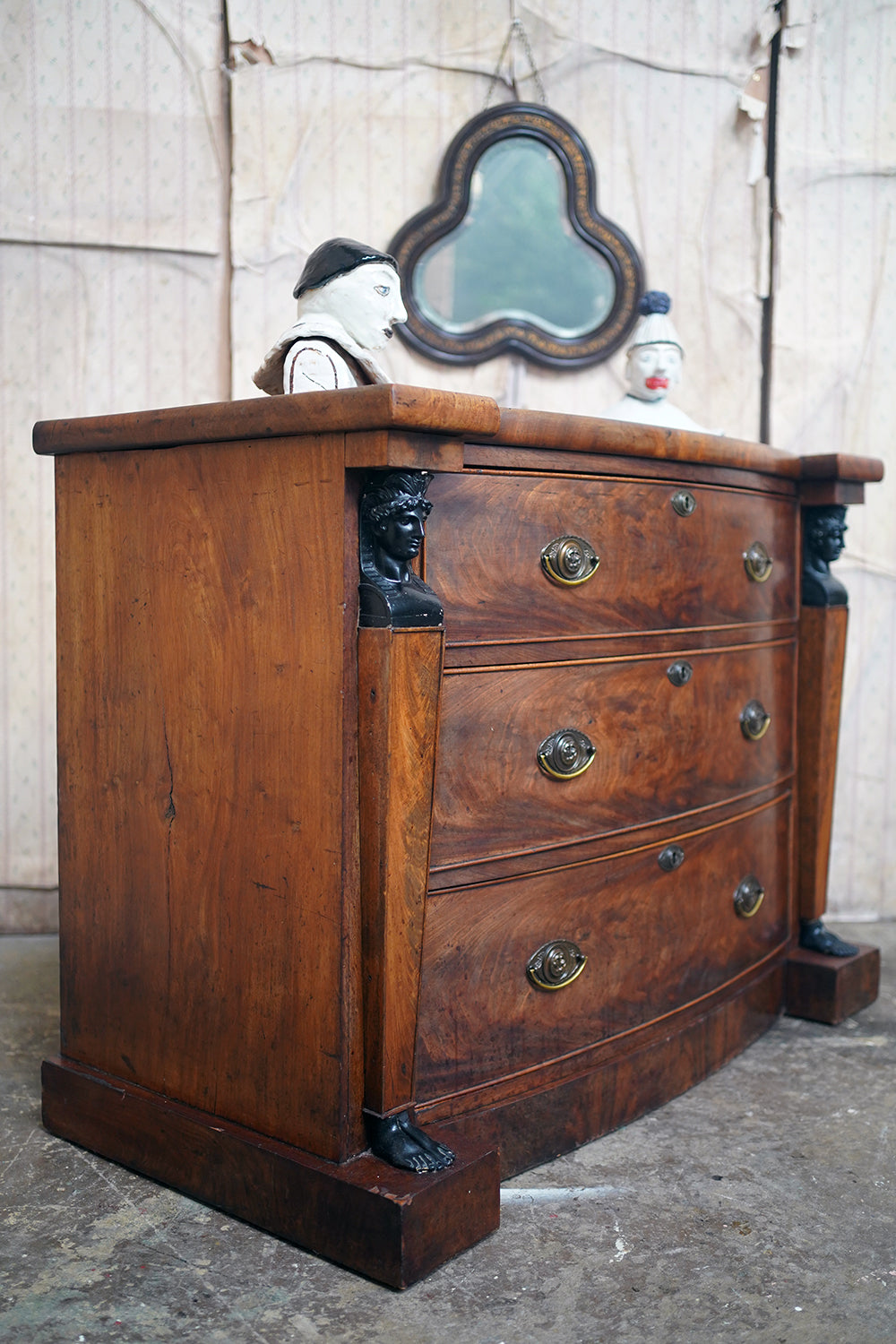A Fine Regency Period Mahogany & Ebonised Egyptian Revival Chest of Drawers c.1810