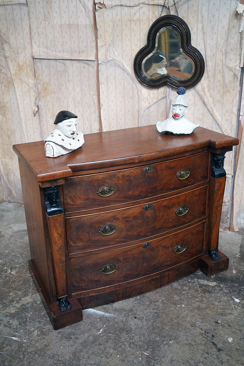 A Fine Regency Period Mahogany & Ebonised Egyptian Revival Chest of Drawers c.1810