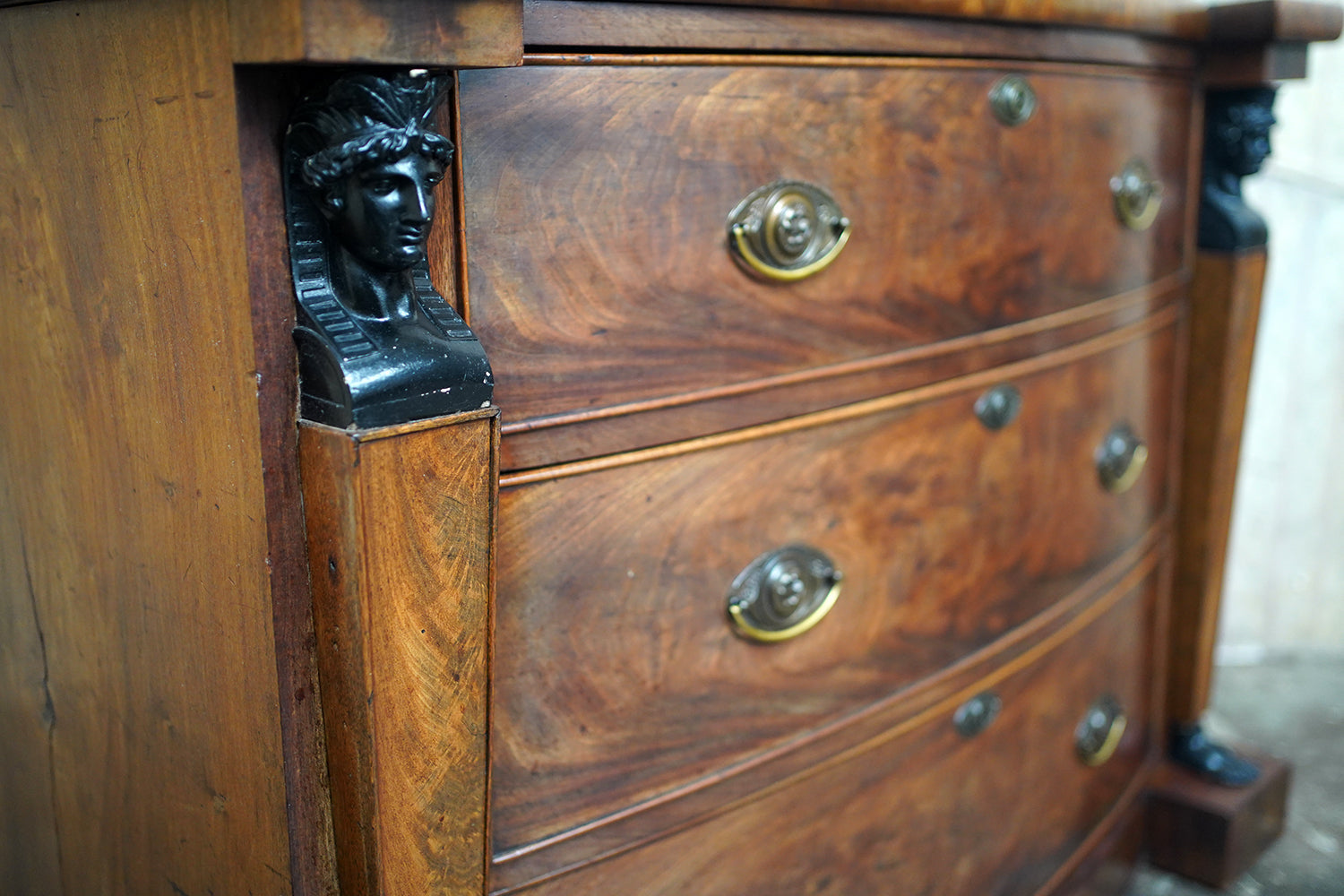 A Fine Regency Period Mahogany & Ebonised Egyptian Revival Chest of Drawers c.1810
