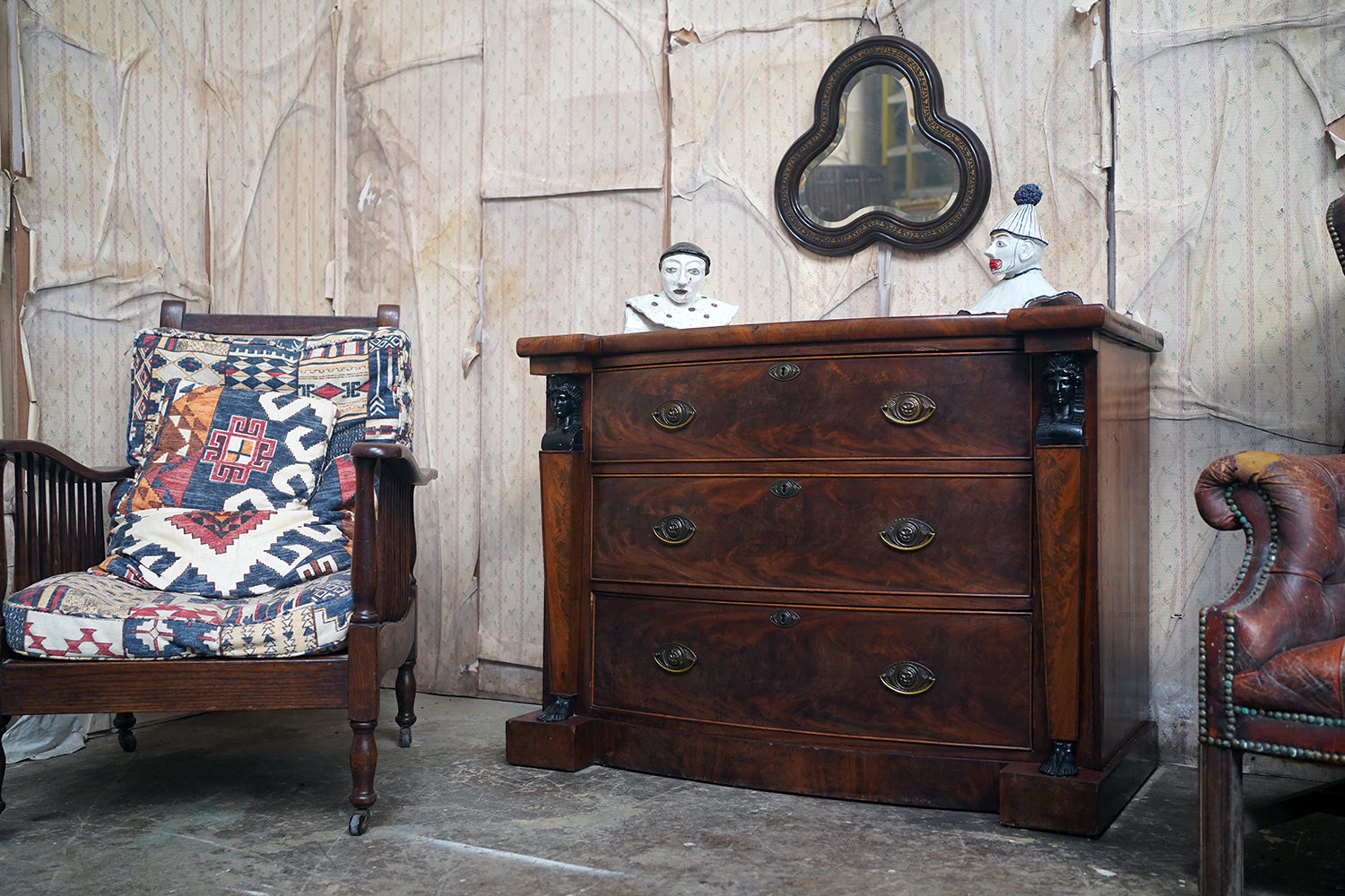 A Fine Regency Period Mahogany & Ebonised Egyptian Revival Chest of Drawers c.1810