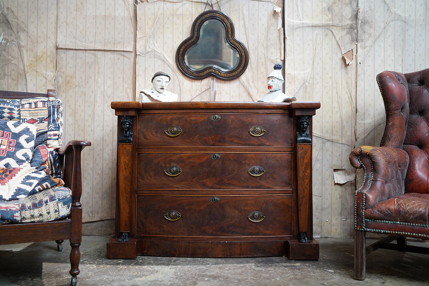 A Fine Regency Period Mahogany & Ebonised Egyptian Revival Chest of Drawers c.1810