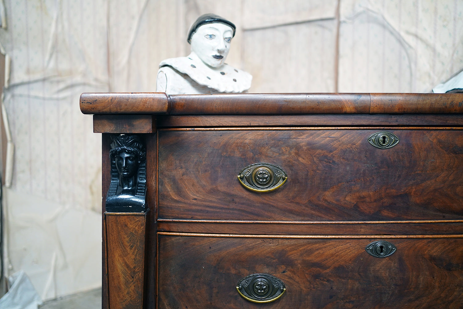 A Fine Regency Period Mahogany & Ebonised Egyptian Revival Chest of Drawers c.1810