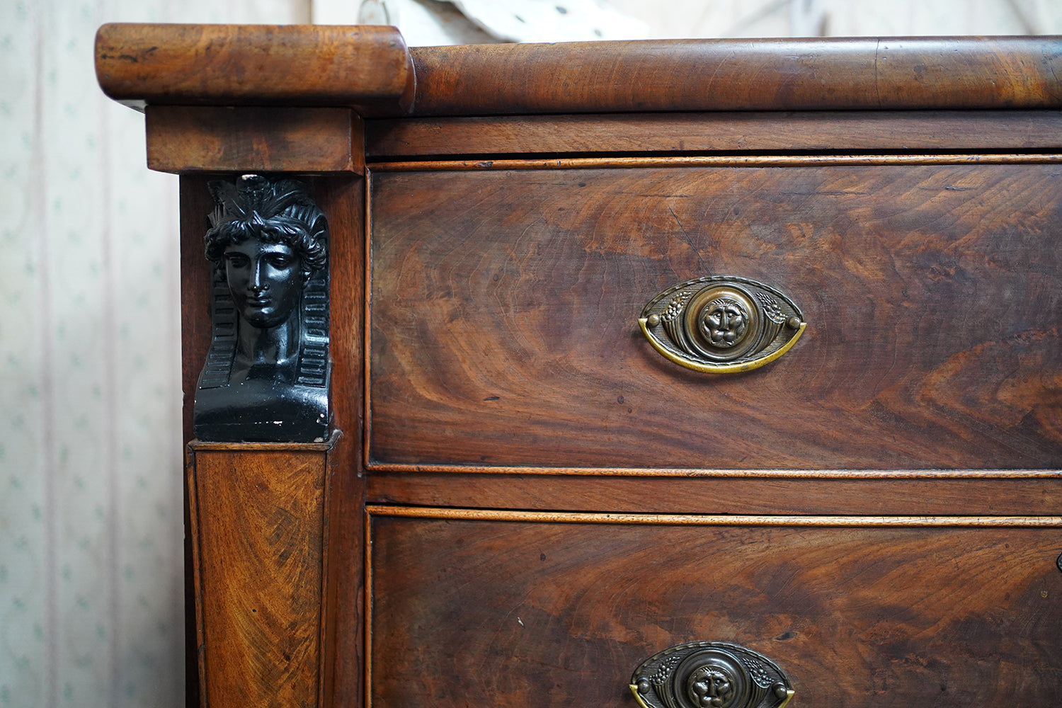 A Fine Regency Period Mahogany & Ebonised Egyptian Revival Chest of Drawers c.1810
