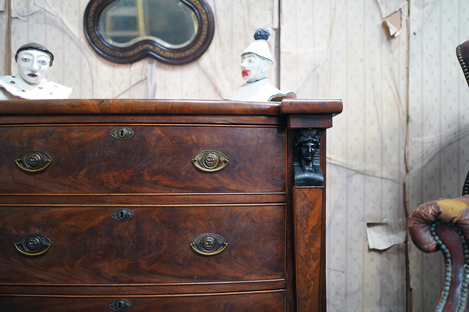 A Fine Regency Period Mahogany & Ebonised Egyptian Revival Chest of Drawers c.1810