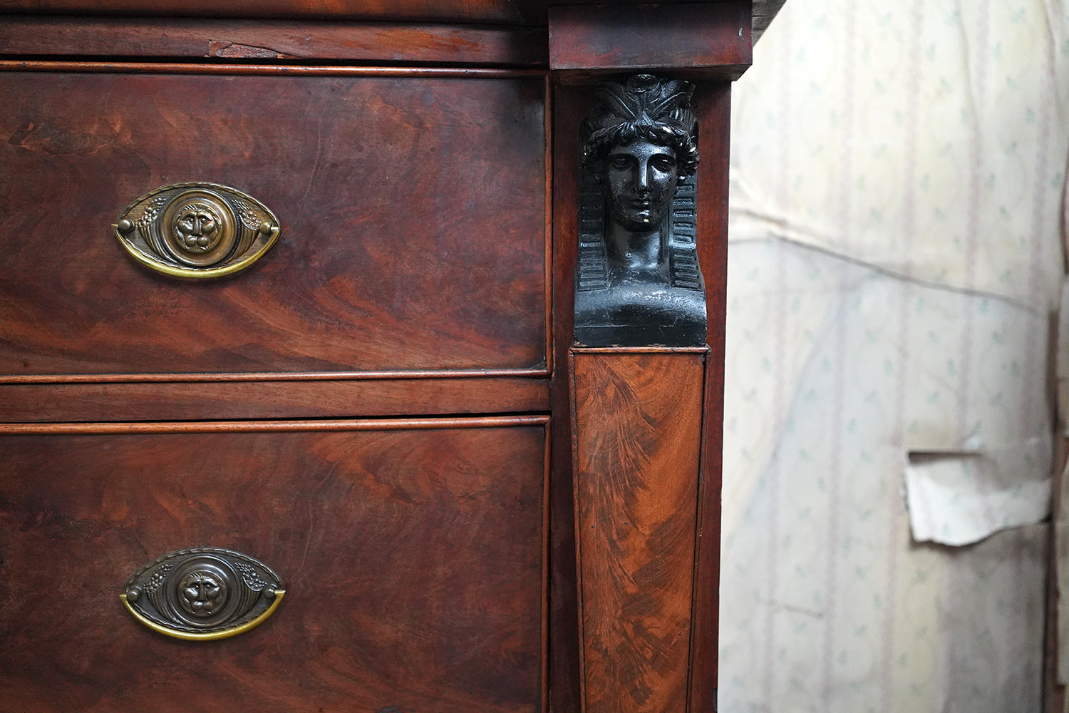 A Fine Regency Period Mahogany & Ebonised Egyptian Revival Chest of Drawers c.1810