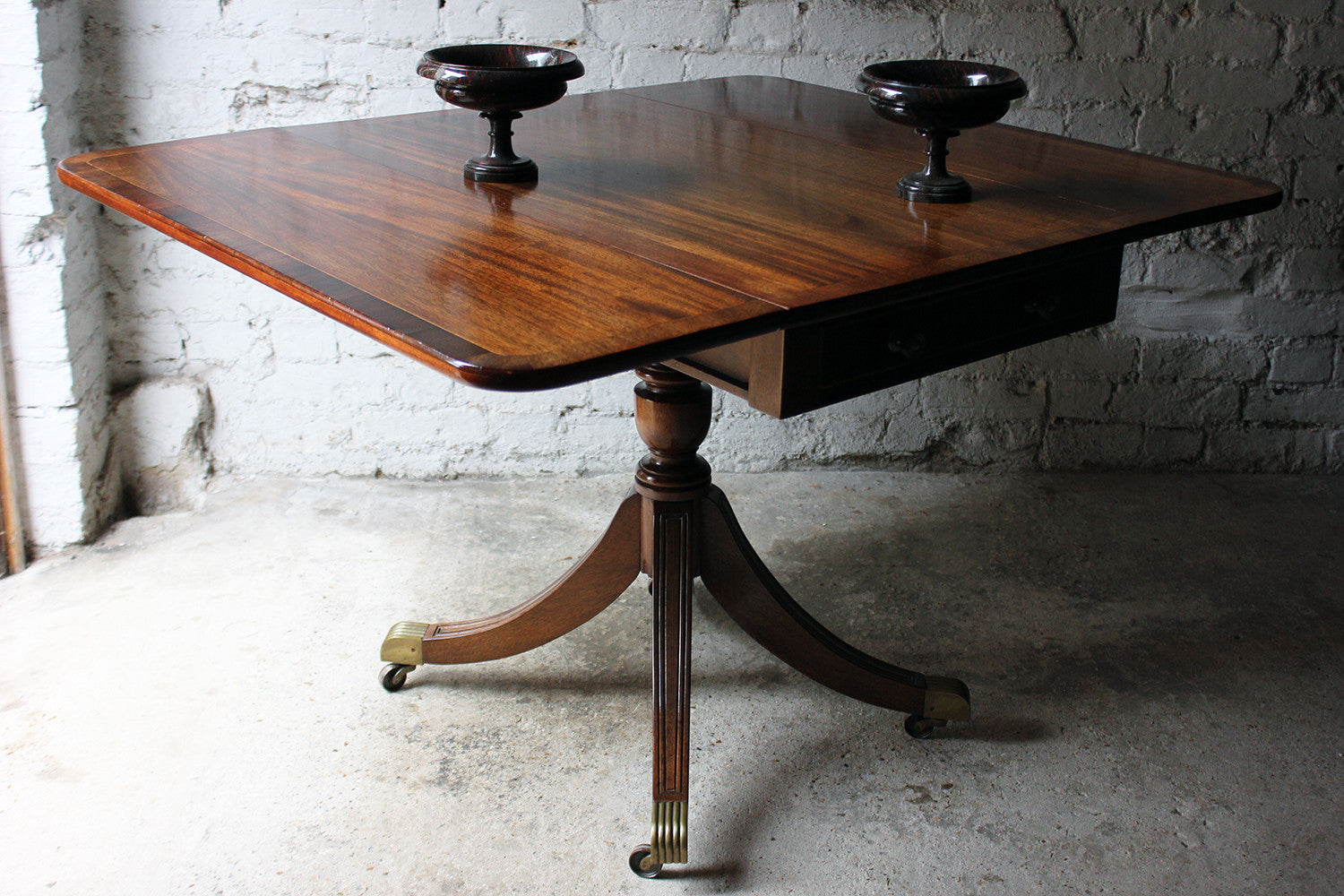 A Good Regency Period Inlaid Mahogany Pedestal Pembroke Table c.1825