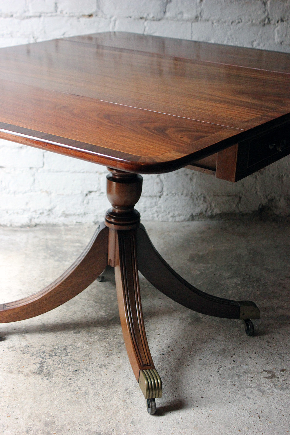 A Good Regency Period Inlaid Mahogany Pedestal Pembroke Table c.1825