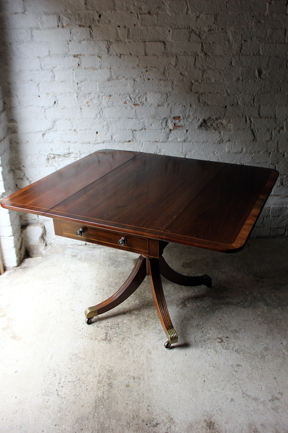 A Good Regency Period Inlaid Mahogany Pedestal Pembroke Table c.1825