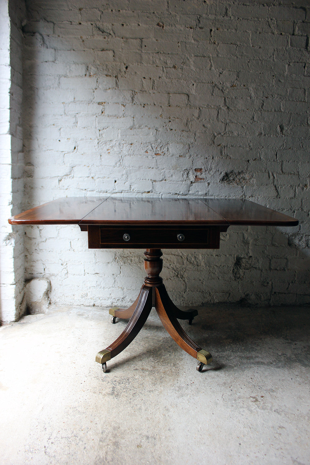 A Good Regency Period Inlaid Mahogany Pedestal Pembroke Table c.1825