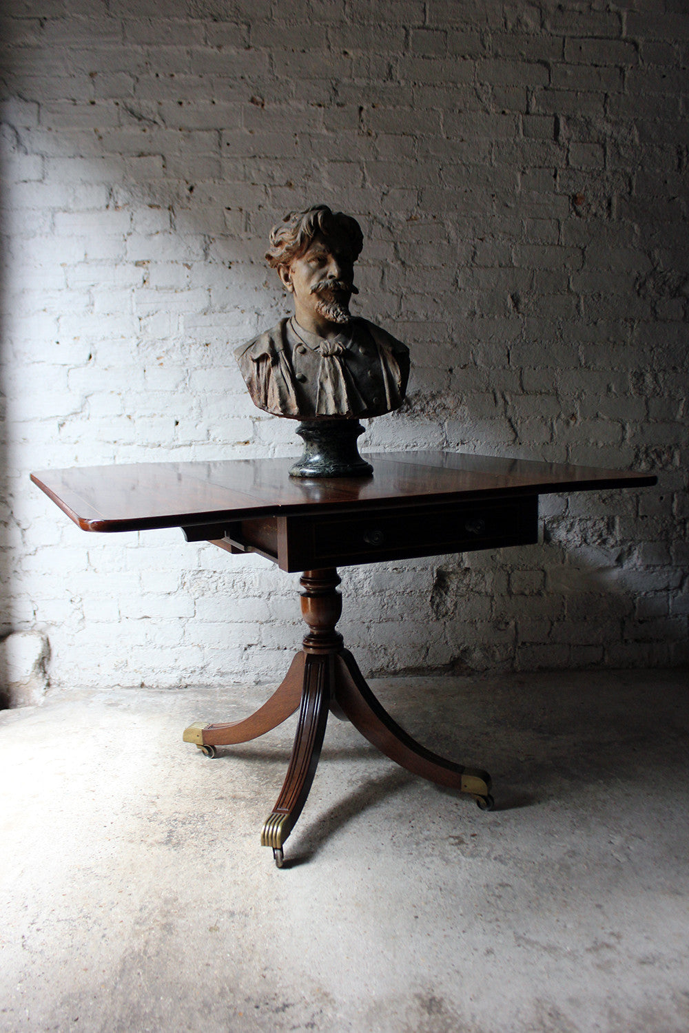 A Good Regency Period Inlaid Mahogany Pedestal Pembroke Table c.1825