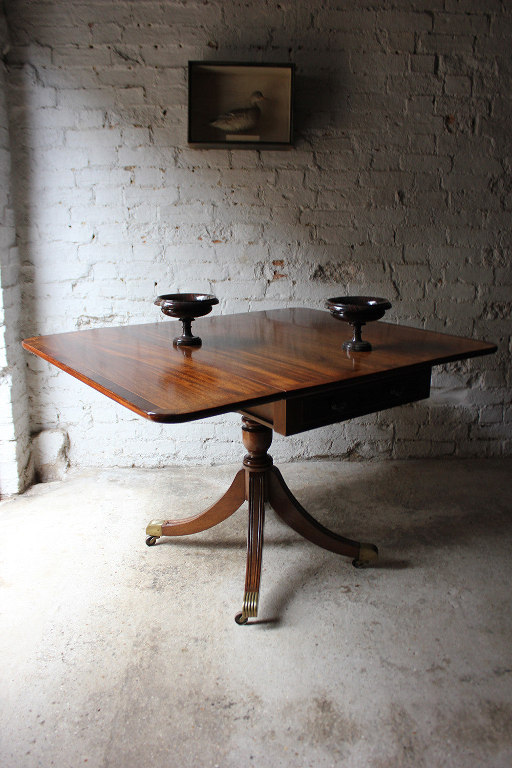 A Good Regency Period Inlaid Mahogany Pedestal Pembroke Table c.1825