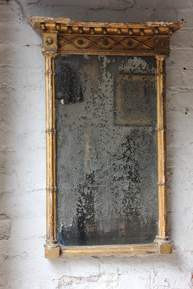 A Distressed Regency Period Giltwood Pier Mirror c.1820