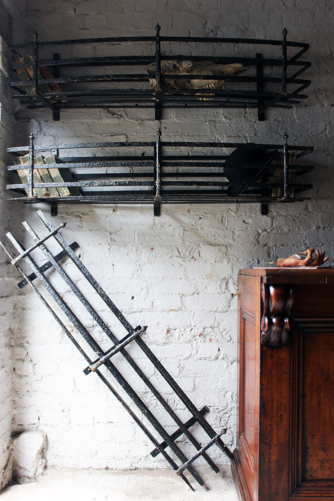 A Fabulous Set of Three Large Regency Period Black Painted Cast Iron Window Boxes c.1820