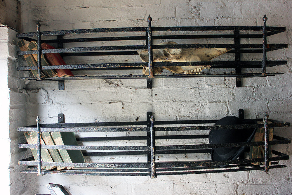 A Fabulous Set of Three Large Regency Period Black Painted Cast Iron Window Boxes c.1820