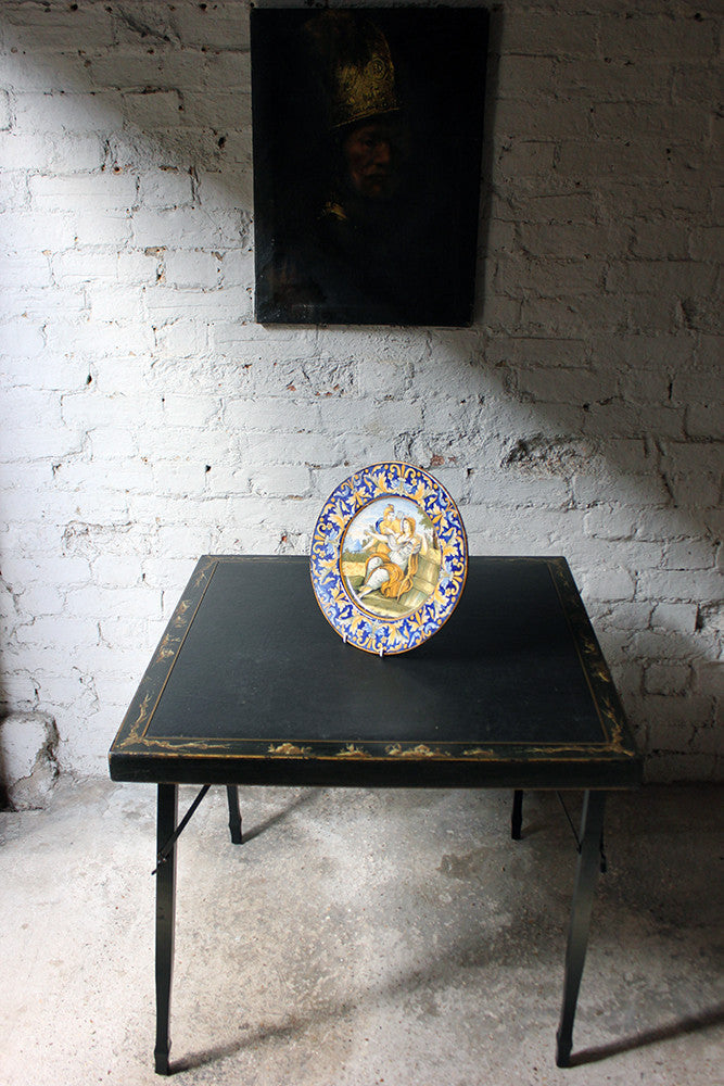 A Beautiful Rivet Repaired Italian Majolica Plate c.1870