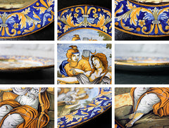A Beautiful Rivet Repaired Italian Majolica Plate c.1870
