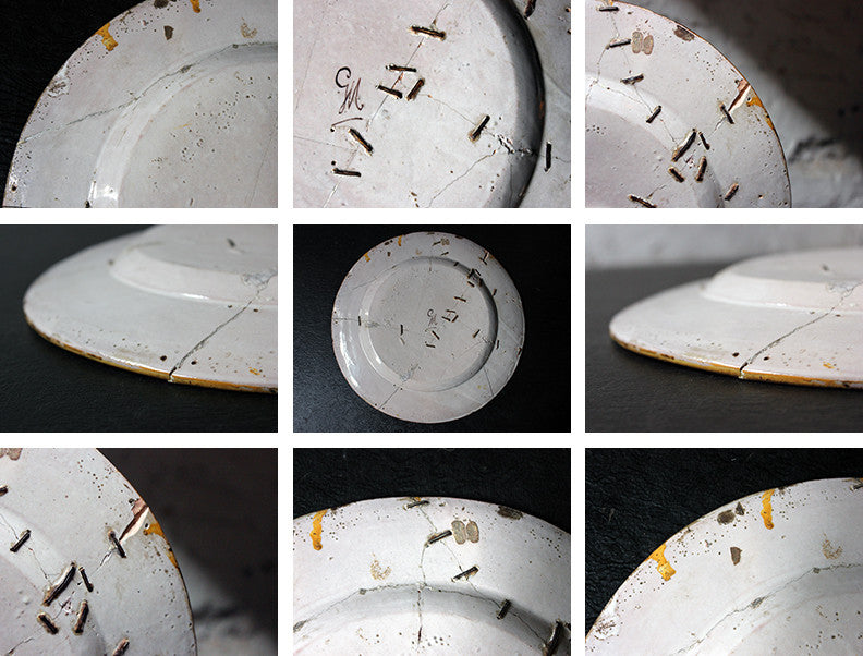 A Beautiful Rivet Repaired Italian Majolica Plate c.1870