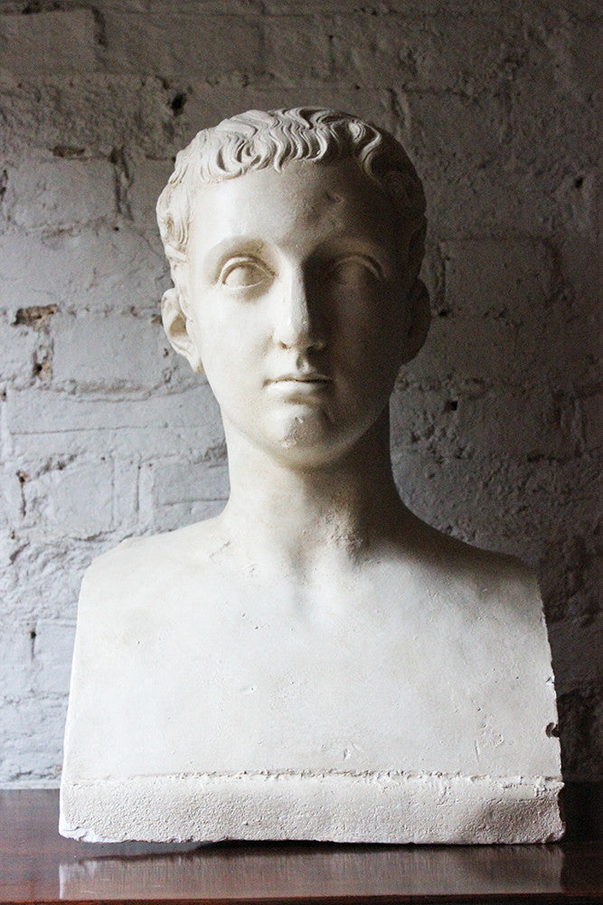 A Decorative c.1900 Classical Plaster Portrait Bust of a Roman Gentleman