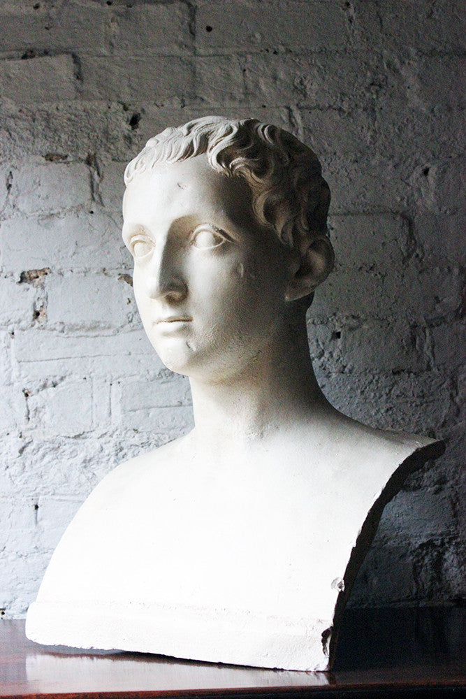 A Decorative c.1900 Classical Plaster Portrait Bust of a Roman Gentleman