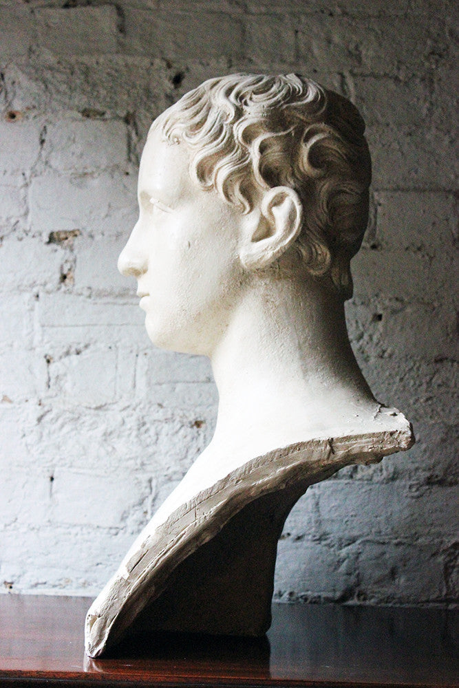 A Decorative c.1900 Classical Plaster Portrait Bust of a Roman Gentleman