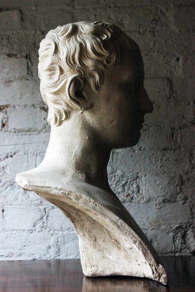 A Decorative c.1900 Classical Plaster Portrait Bust of a Roman Gentleman