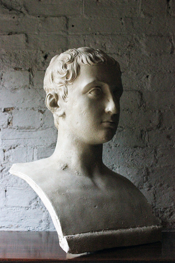 A Decorative c.1900 Classical Plaster Portrait Bust of a Roman Gentleman