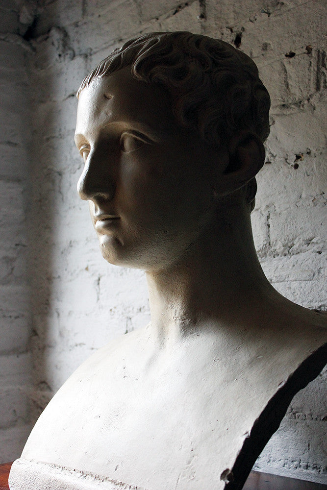 A Decorative c.1900 Classical Plaster Portrait Bust of a Roman Gentleman