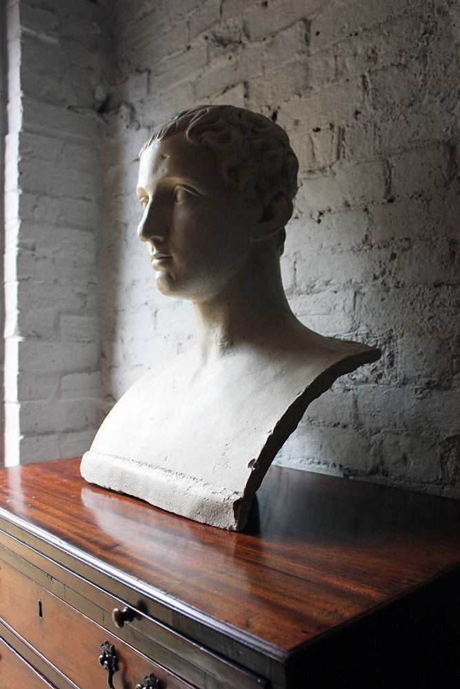 A Decorative c.1900 Classical Plaster Portrait Bust of a Roman Gentleman