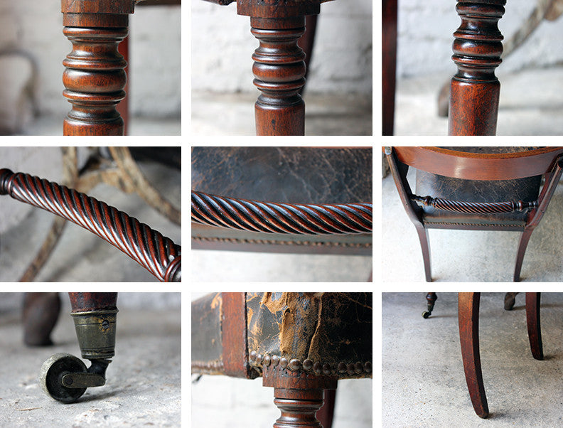 A Fine Regency Mahogany & Leather Upholstered Rope-Twist Back Elbow Chair c.1815