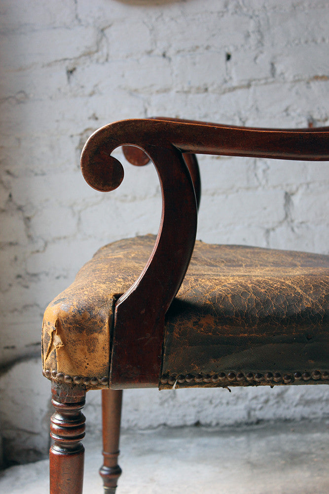A Fine Regency Mahogany & Leather Upholstered Rope-Twist Back Elbow Chair c.1815