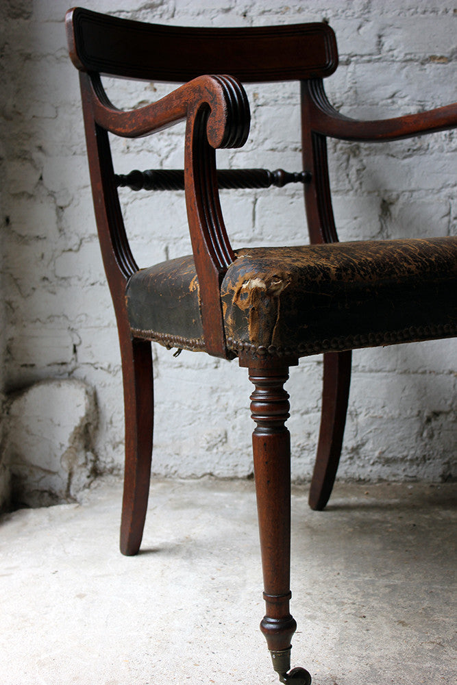 A Fine Regency Mahogany & Leather Upholstered Rope-Twist Back Elbow Chair c.1815