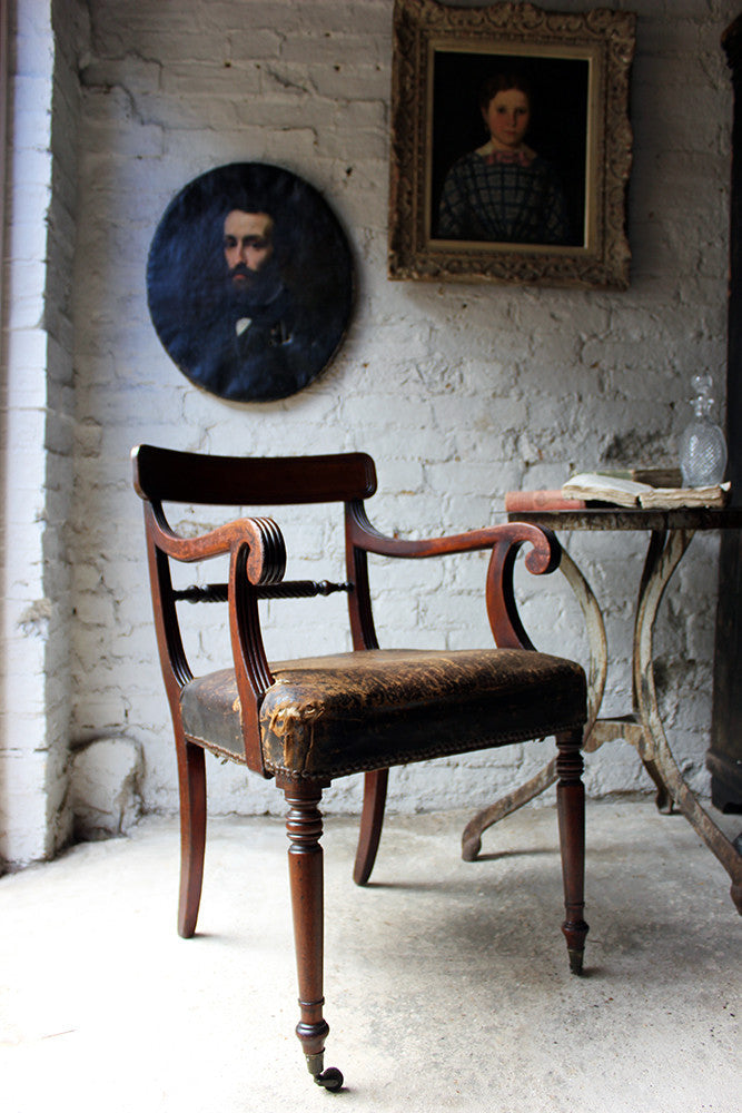 A Fine Regency Mahogany & Leather Upholstered Rope-Twist Back Elbow Chair c.1815